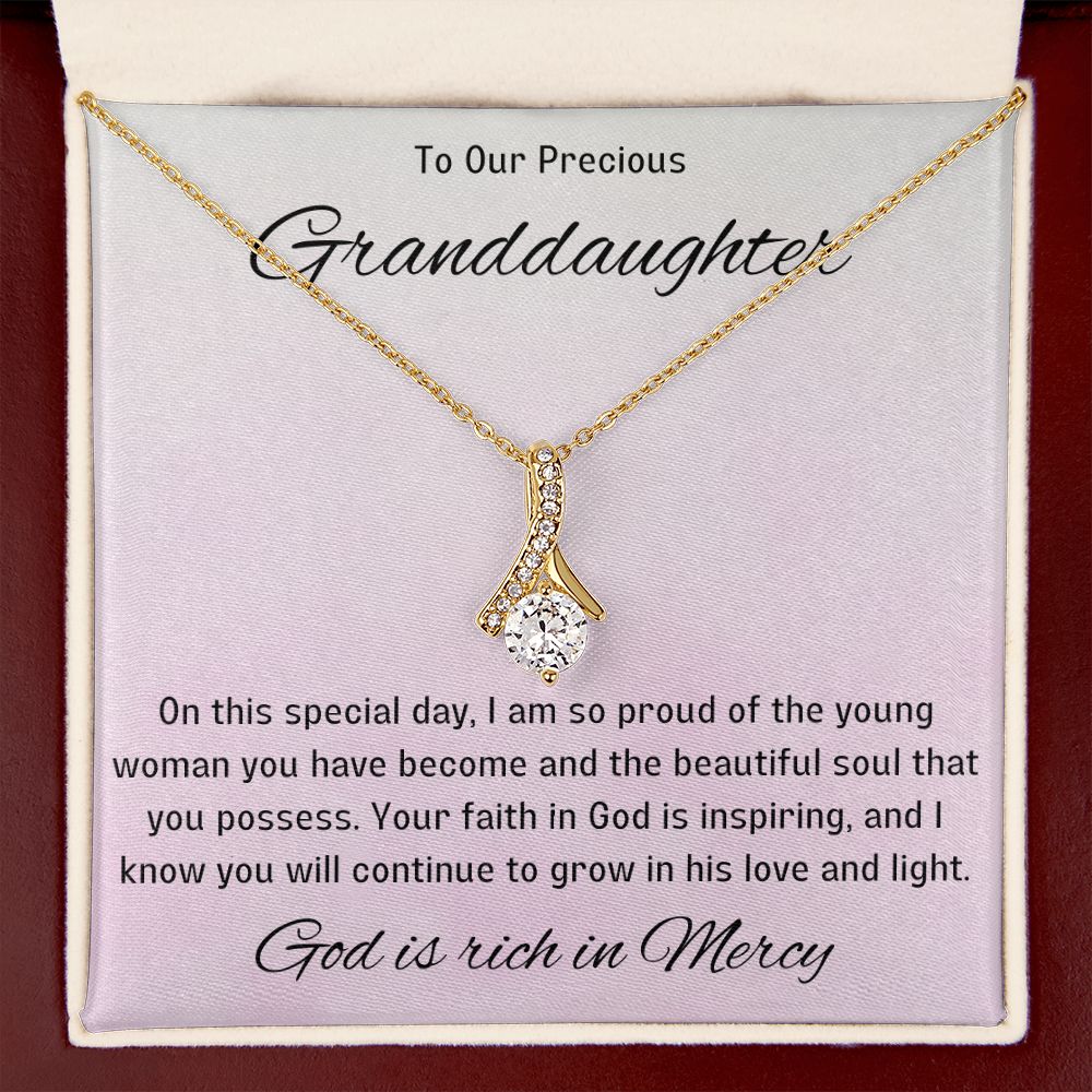 1st Communion Gifts for Granddaughter, Christening, Baptism, Confirmation, Necklace & Meaningful Message in Gift Box from Grandmother