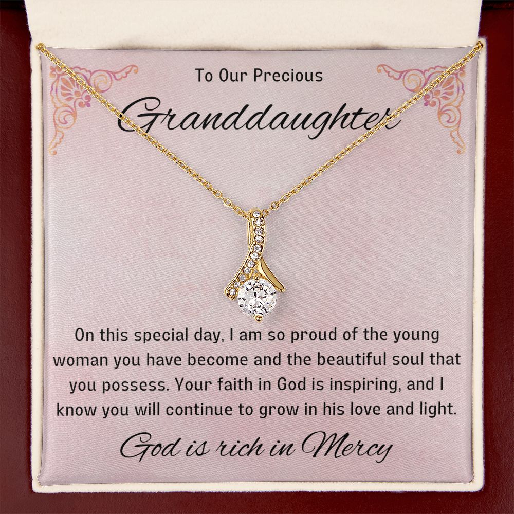 1st Communion Gifts for Granddaughter, Christening, Baptism, Confirmation, Necklace & Meaningful Message in Gift Box from Grandmother