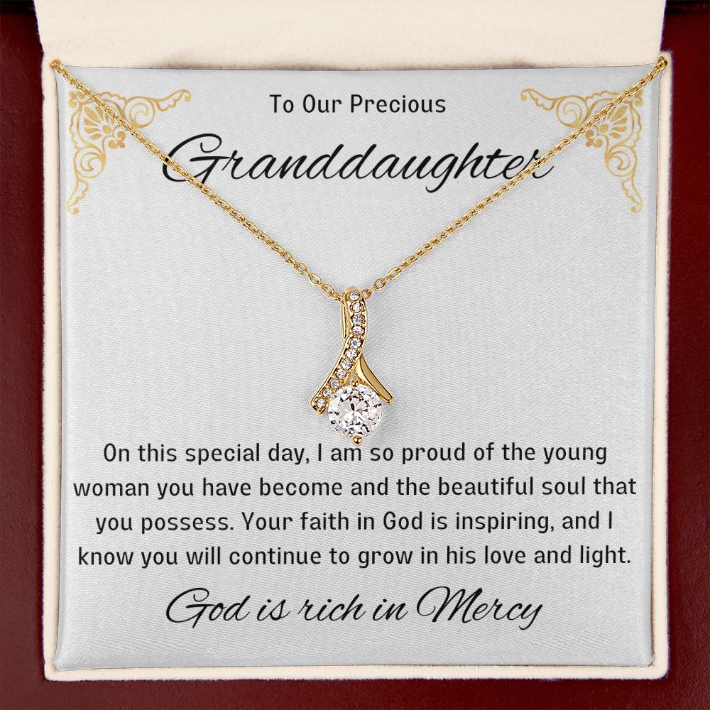 1st Communion Gifts for Granddaughter, Christening, Baptism, Confirmation, Necklace & Meaningful Message in Gift Box from Grandmother