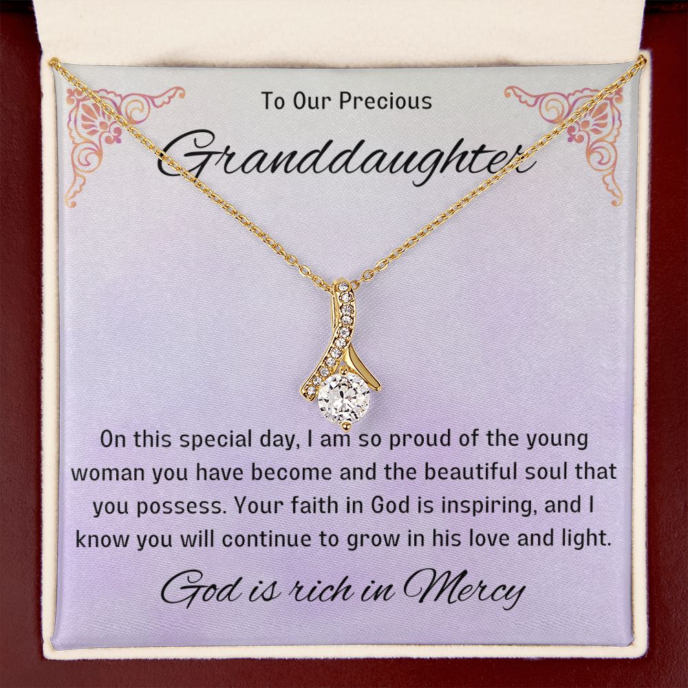 1st Communion Gifts for Granddaughter, Christening, Baptism, Confirmation, Necklace & Meaningful Message in Gift Box from Grandmother