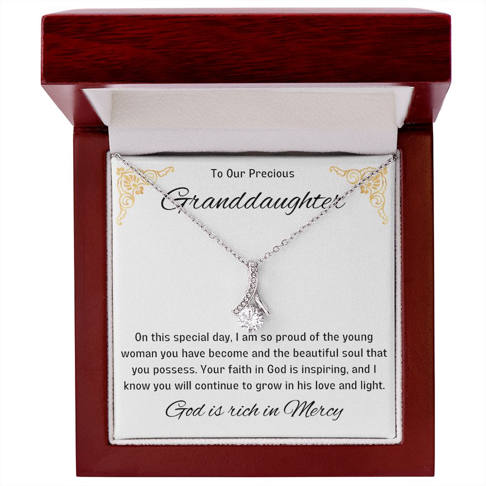 1st Communion Gifts for Granddaughter, Christening, Baptism, Confirmation, Necklace & Meaningful Message in Gift Box from Grandmother