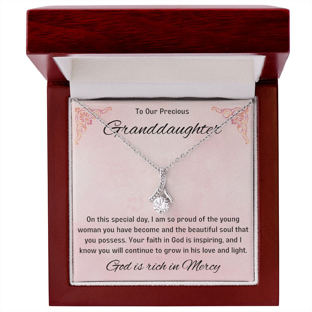 1st Communion Gifts for Granddaughter, Christening, Baptism, Confirmation, Necklace & Meaningful Message in Gift Box from Grandmother