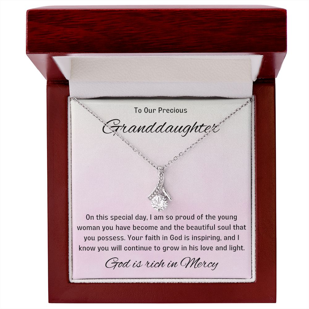 1st Communion Gifts for Granddaughter, Christening, Baptism, Confirmation, Necklace & Meaningful Message in Gift Box from Grandmother
