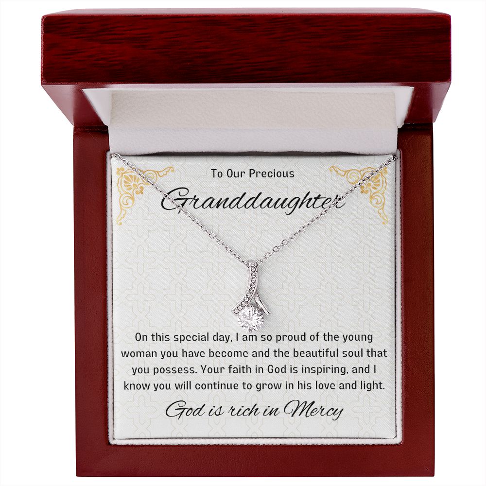 1st Communion Gifts for Granddaughter, Christening, Baptism, Confirmation, Necklace & Meaningful Message in Gift Box from Grandmother