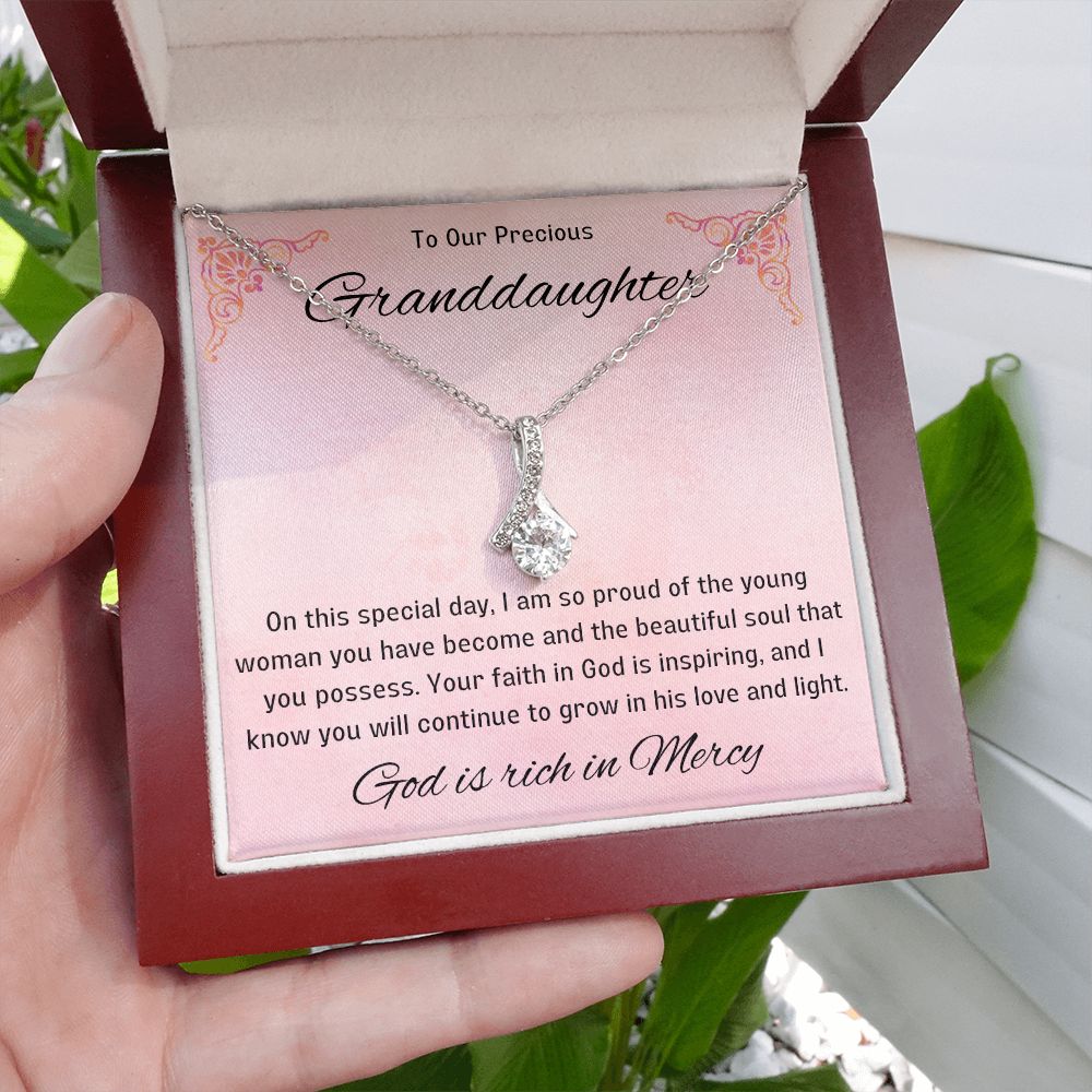 1st Communion Gifts for Granddaughter, Christening, Baptism, Confirmation, Necklace & Meaningful Message in Gift Box from Grandmother