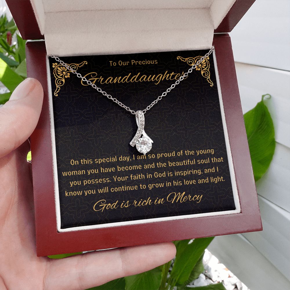 1st Communion Gifts for Granddaughter, Christening, Baptism, Confirmation, Necklace & Meaningful Message in Gift Box from Grandmother