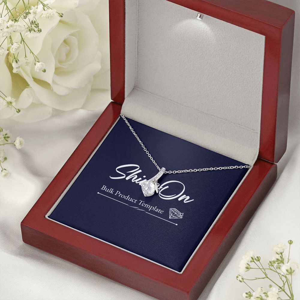 Cubic Zirconia 14K White Gold Necklace in Wooden Box with light