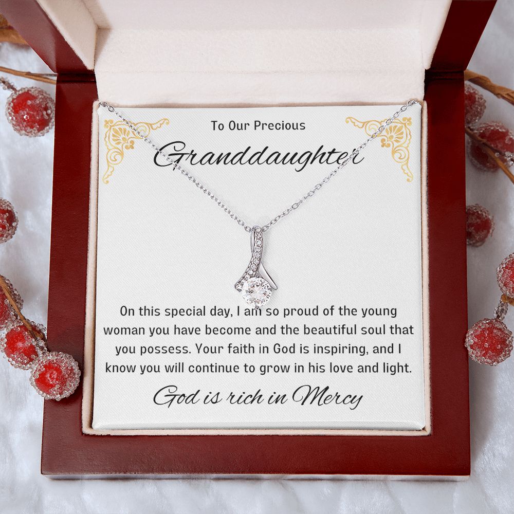 1st Communion Gifts for Granddaughter, Christening, Baptism, Confirmation, Necklace & Meaningful Message in Gift Box from Grandmother
