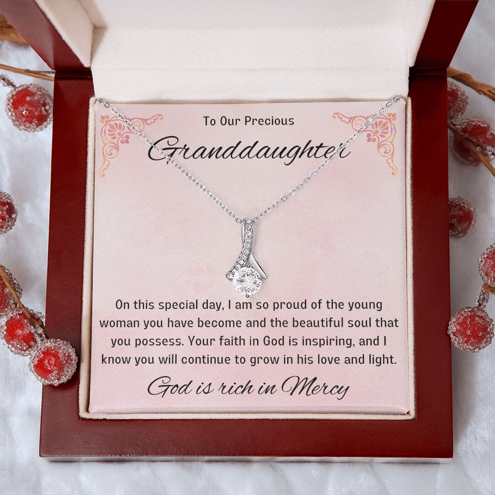 1st Communion Gifts for Granddaughter, Christening, Baptism, Confirmation, Necklace & Meaningful Message in Gift Box from Grandmother