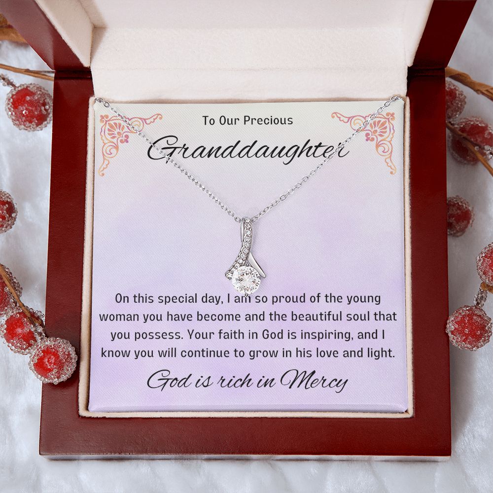 1st Communion Gifts for Granddaughter, Christening, Baptism, Confirmation, Necklace & Meaningful Message in Gift Box from Grandmother