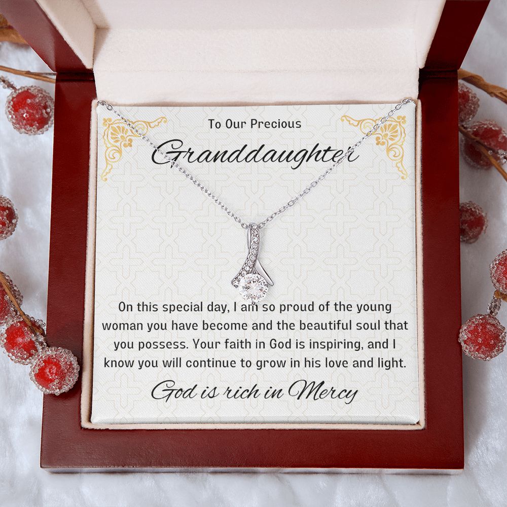 1st Communion Gifts for Granddaughter, Christening, Baptism, Confirmation, Necklace & Meaningful Message in Gift Box from Grandmother