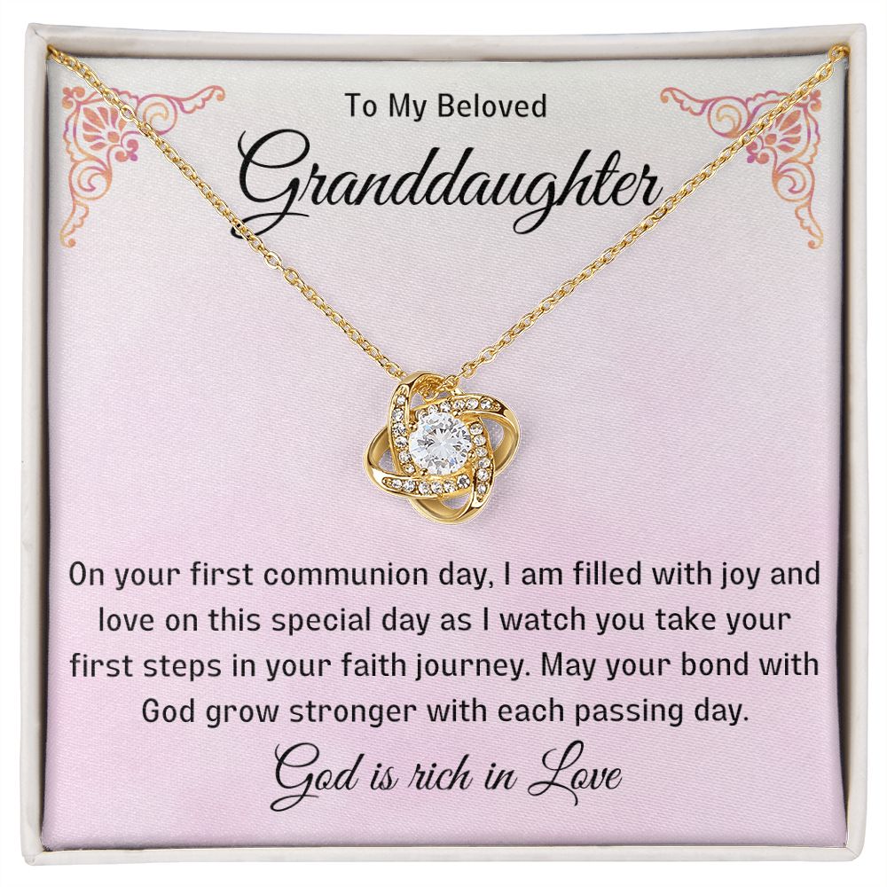 1st Communion Gifts for Granddaughter, Christening, Baptism, Confirmation, Necklace & Meaningful Message in Gift Box from Grandmother