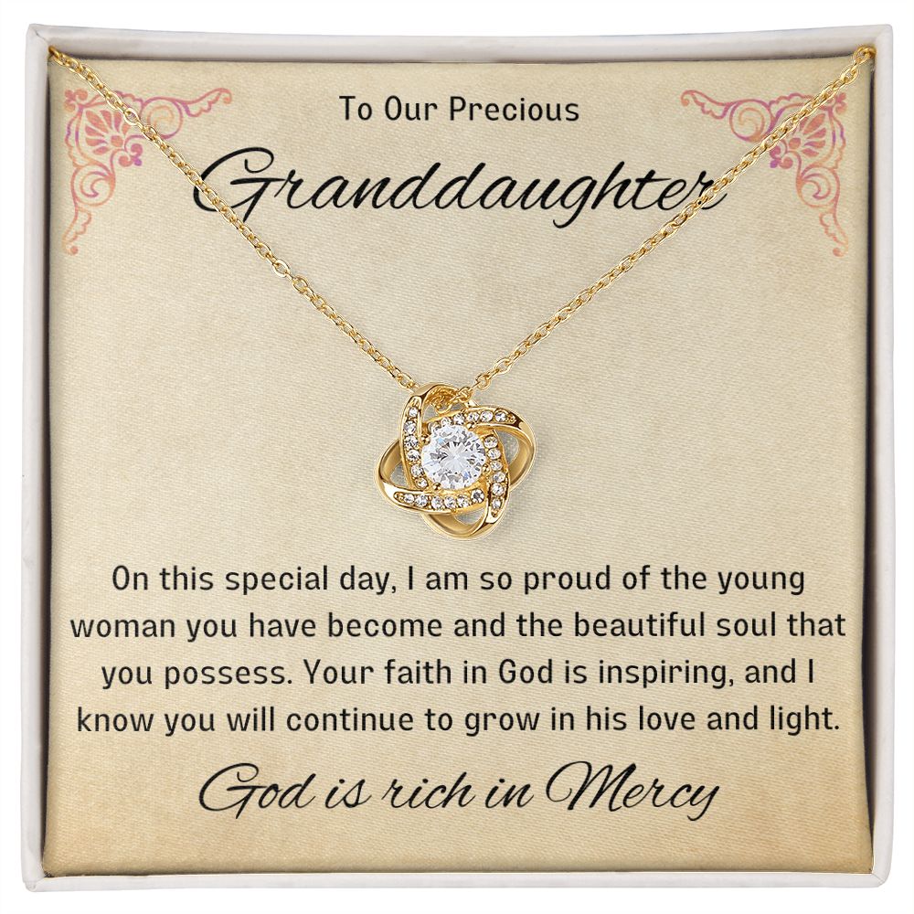 1st Communion Gifts for Granddaughter, Christening, Baptism, Confirmation, Necklace & Meaningful Message in Gift Box from Grandmother