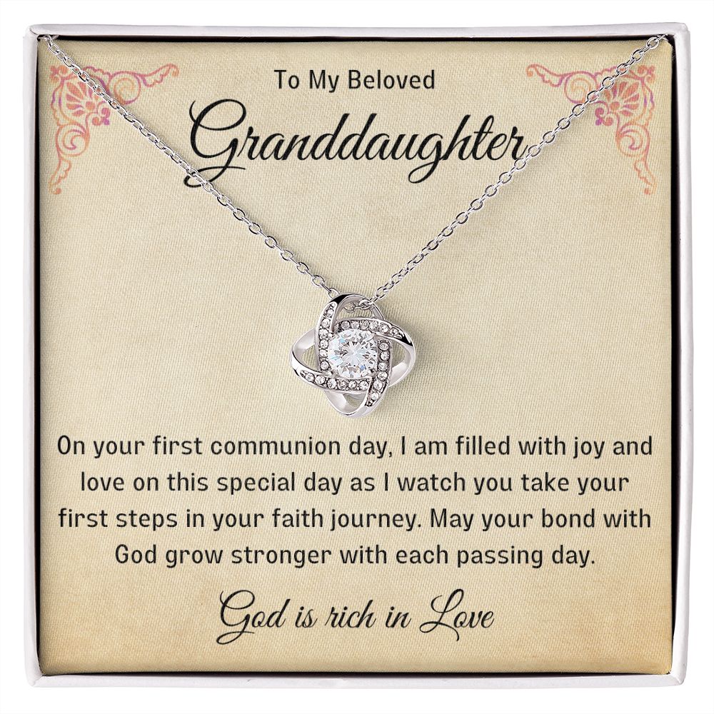 1st Communion Gifts for Granddaughter, Christening, Baptism, Confirmation, Necklace & Meaningful Message in Gift Box from Grandmother