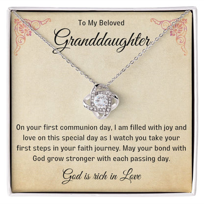 1st Communion Gifts for Granddaughter, Christening, Baptism, Confirmation, Necklace & Meaningful Message in Gift Box from Grandmother