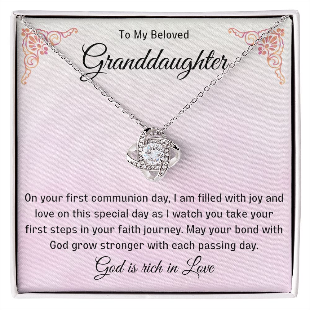 1st Communion Gifts for Granddaughter, Christening, Baptism, Confirmation, Necklace & Meaningful Message in Gift Box from Grandmother
