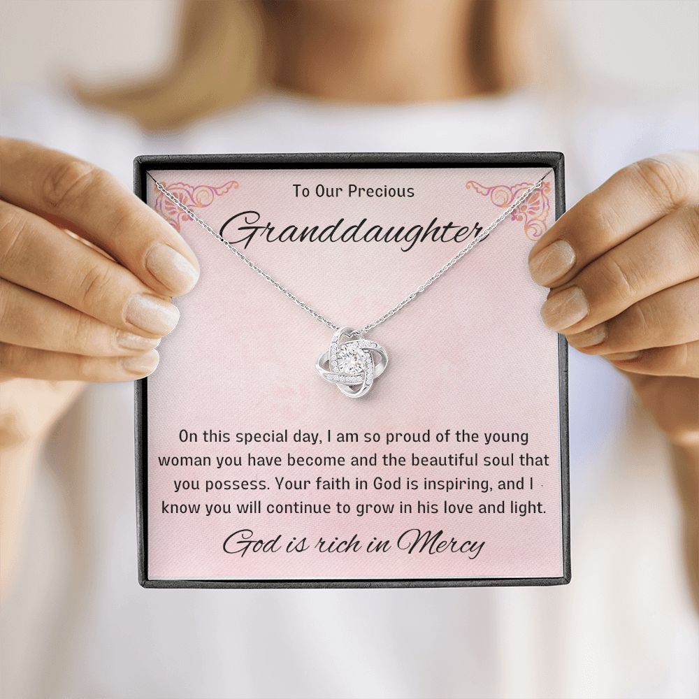 1st Communion Gifts for Granddaughter, Christening, Baptism, Confirmation, Necklace & Meaningful Message in Gift Box from Grandmother