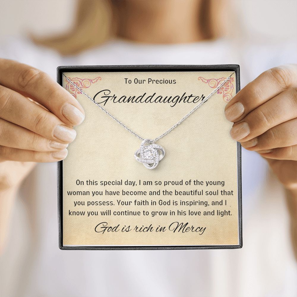 1st Communion Gifts for Granddaughter, Christening, Baptism, Confirmation, Necklace & Meaningful Message in Gift Box from Grandmother