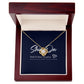 Wooden Box and knot gold Necklace with message card