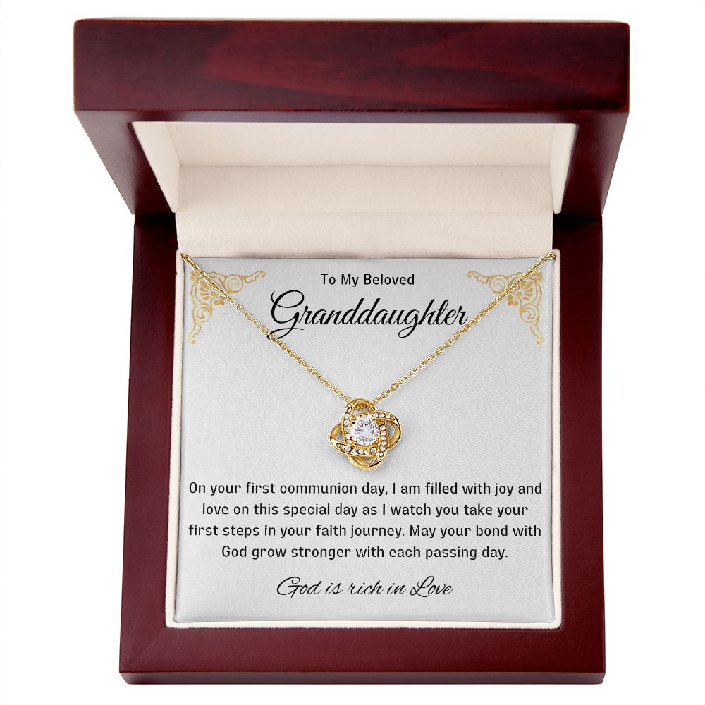 1st Communion Gifts for Granddaughter, Christening, Baptism, Confirmation, Necklace & Meaningful Message in Gift Box from Grandmother