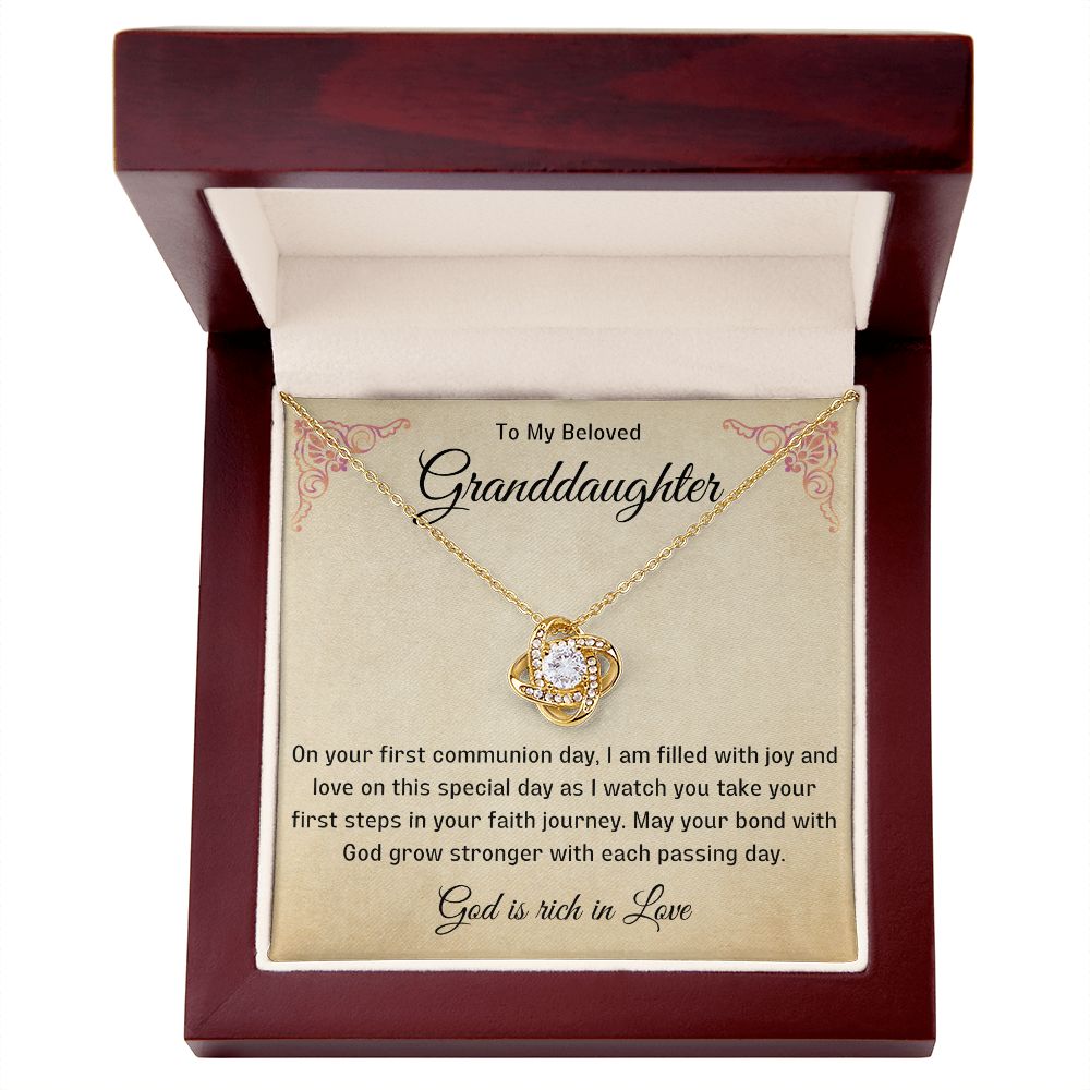 1st Communion Gifts for Granddaughter, Christening, Baptism, Confirmation, Necklace & Meaningful Message in Gift Box from Grandmother