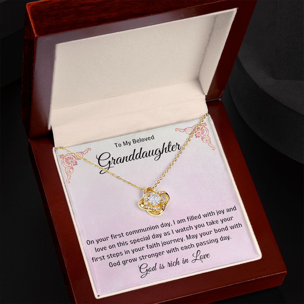 1st Communion Gifts for Granddaughter, Christening, Baptism, Confirmation, Necklace & Meaningful Message in Gift Box from Grandmother
