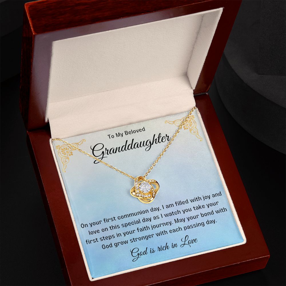 1st Communion Gifts for Granddaughter, Christening, Baptism, Confirmation, Necklace & Meaningful Message in Gift Box from Grandmother