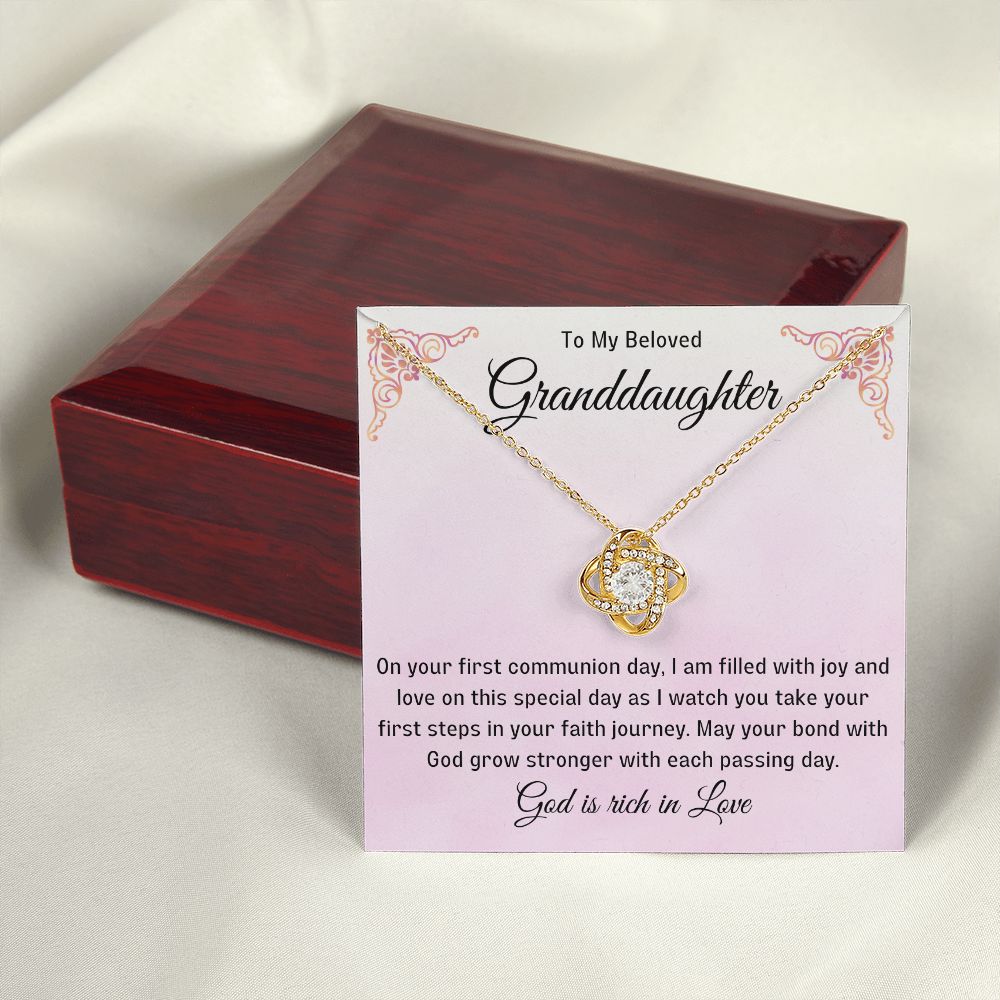 1st Communion Gifts for Granddaughter, Christening, Baptism, Confirmation, Necklace & Meaningful Message in Gift Box from Grandmother