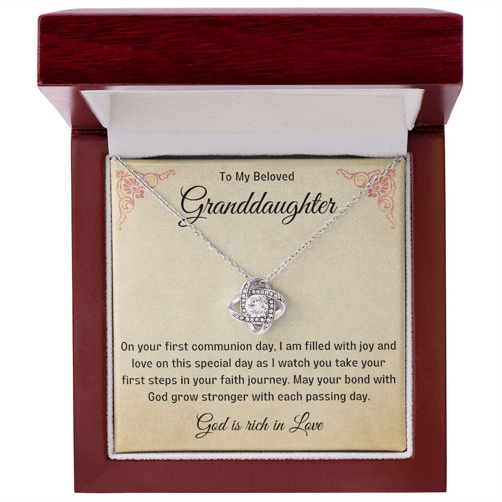 1st Communion Gifts for Granddaughter, Christening, Baptism, Confirmation, Necklace & Meaningful Message in Gift Box from Grandmother