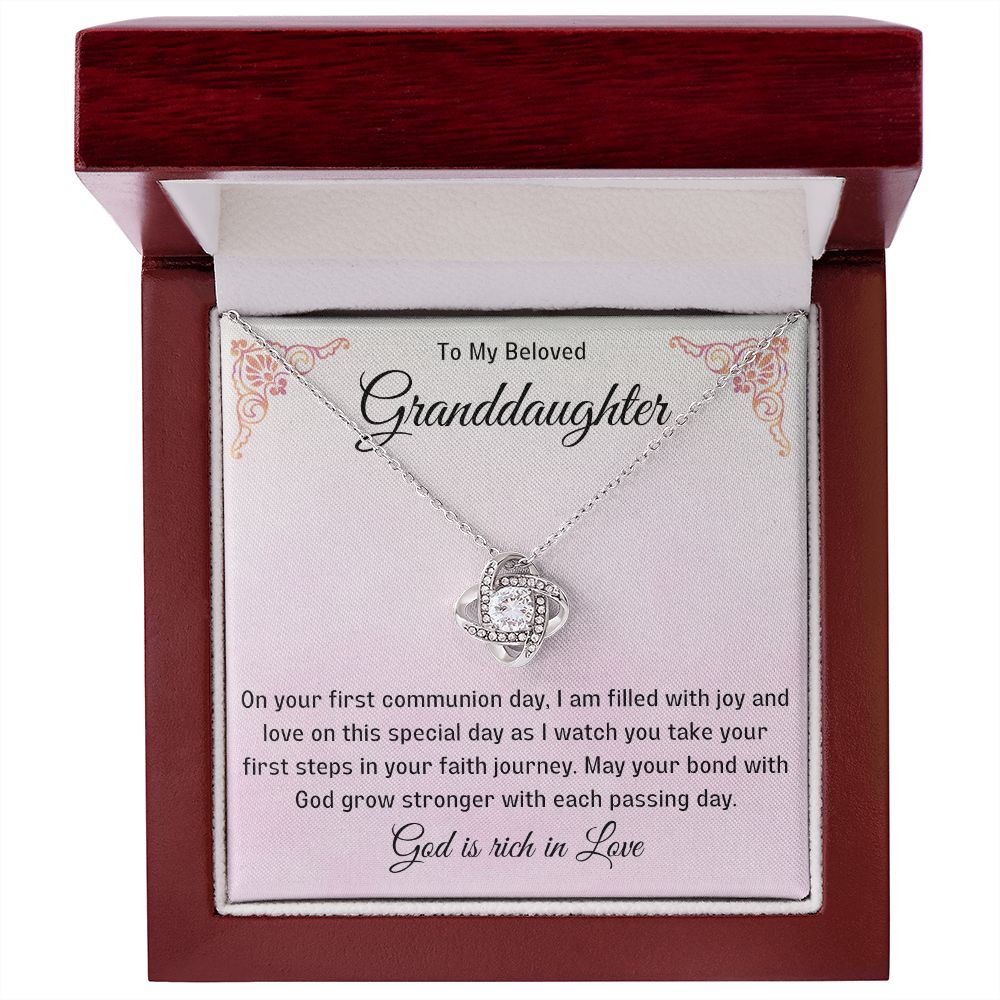 1st Communion Gifts for Granddaughter, Christening, Baptism, Confirmation, Necklace & Meaningful Message in Gift Box from Grandmother