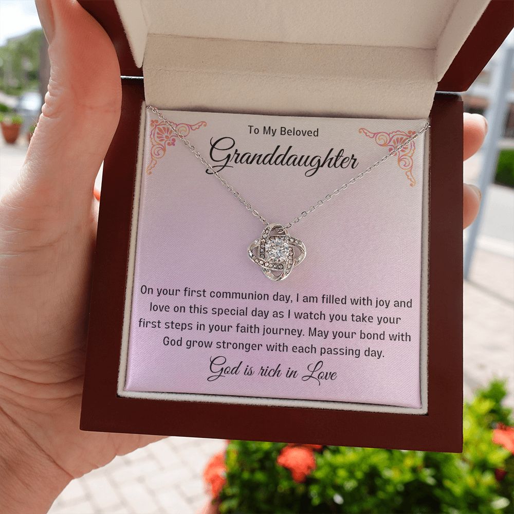 1st Communion Gifts for Granddaughter, Christening, Baptism, Confirmation, Necklace & Meaningful Message in Gift Box from Grandmother