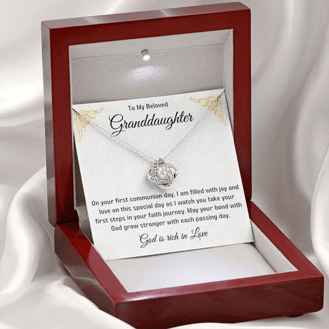 1st Communion Gifts for Granddaughter, Christening, Baptism, Confirmation, Necklace & Meaningful Message in Gift Box from Grandmother