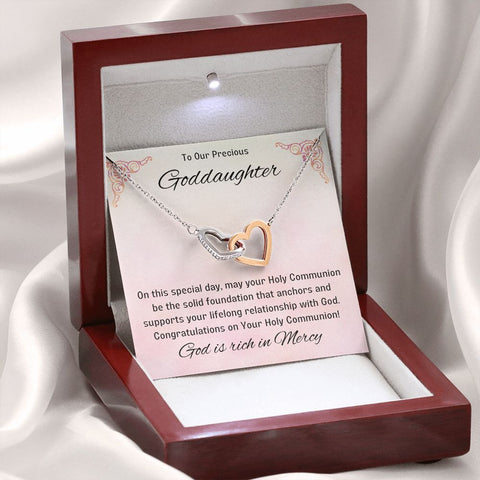 1st Communion Gifts for Goddaughter, Christening, Baptism, Confirmation, Girl Necklace & Best Wishes in Gift Box from Godmother