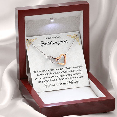 1st Communion Gifts for Goddaughter, Christening, Baptism, Confirmation, Girl Necklace & Best Wishes in Gift Box from Godmother