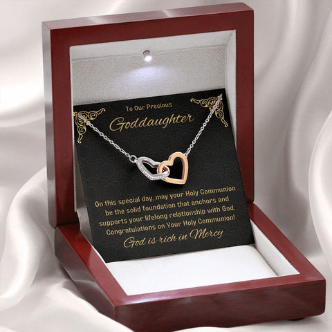 1st Communion Gifts for Goddaughter, Christening, Baptism, Confirmation, Girl Necklace & Best Wishes in Gift Box from Godmother