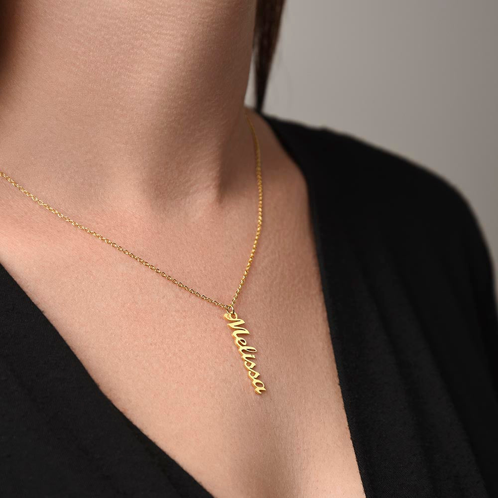 Gold Personalized Name Necklace on lady necklace