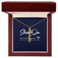 Gold Personalized Name Necklace in Wooden Box Top View