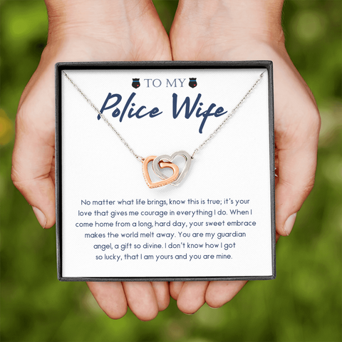 Police Wife 2022-02-21 To My Wife (Interlocking Hearts) Necklace