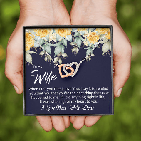 Still Love (Wife) (Navy) 210930b To My Wife (Interlocking Hearts) Necklace
