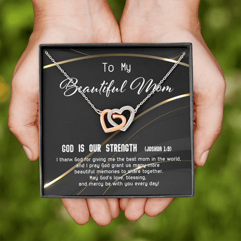 2022-03-14 - 1 - Beautiful Mom - Golden Line To My Wife (Interlocking Hearts) Necklace