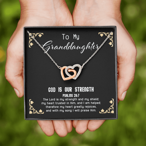 God Is My Strength - Granddaughter To My Wife (Interlocking Hearts) Necklace
