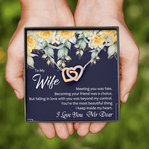 Still Love (Wife) (Navy) 210930d To My Wife (Interlocking Hearts) Necklace