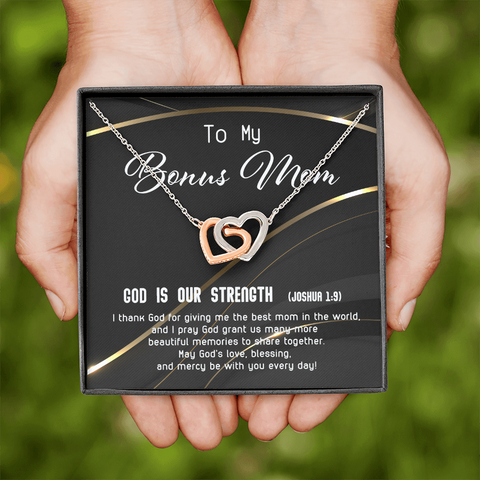 2022-03-14 - 1 - Bonus Mom - Golden Line To My Wife (Interlocking Hearts) Necklace