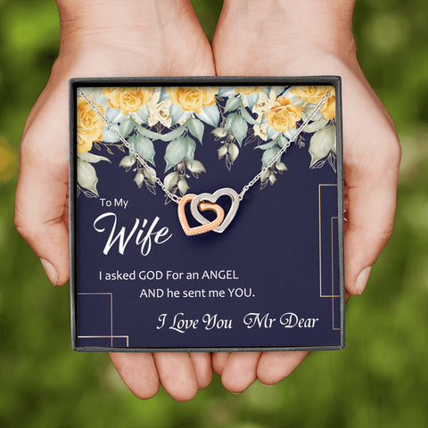 Still Love (Wife) (Navy) 210930c To My Wife (Interlocking Hearts) Necklace