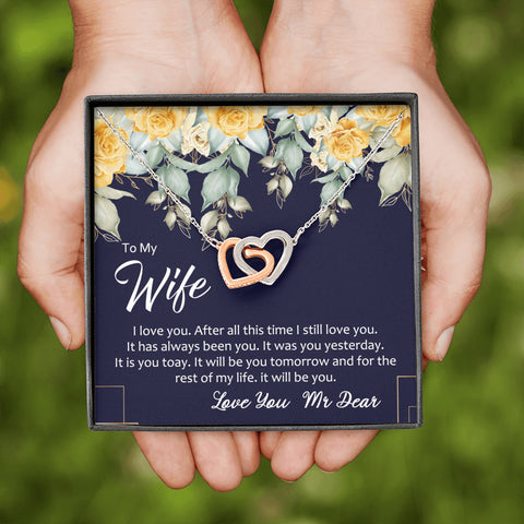 Still Love (Wife) (Navy) 210930a To My Wife (Interlocking Hearts) Necklace