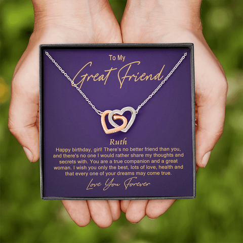 BFF (Great) To My Beautiful Mom (Interlocking Hearts) Necklace