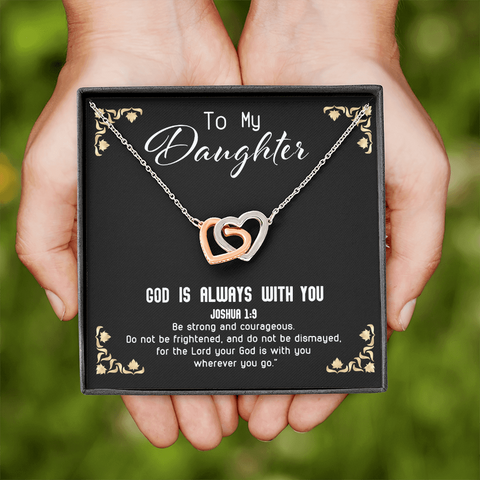 God Is always with you - Daughter To My Wife (Interlocking Hearts) Necklace
