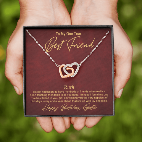 BFF (One True) To My Beautiful Mom (Interlocking Hearts) Necklace