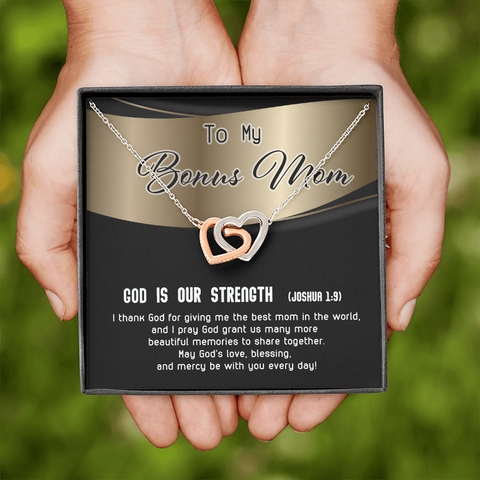 2022-03-14 - 2 - God is my strength - Golden Shadow To My Wife (Interlocking Hearts) Necklace