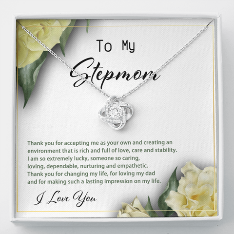 Accepting (Stepmom) (White) To My Wife (Knot Beauty) Necklace
